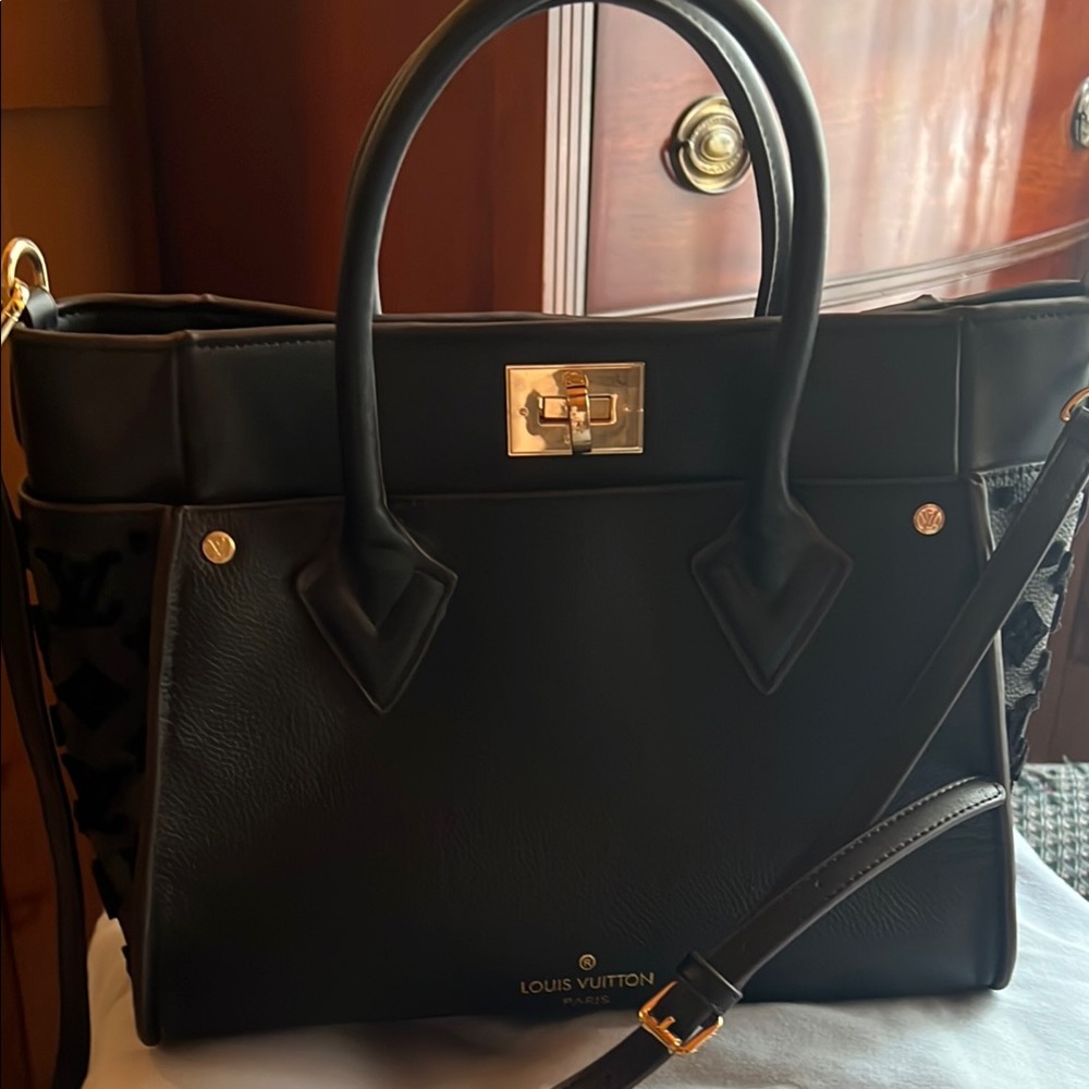 Louis Vuitton Black Satchel with Gold Hardware
